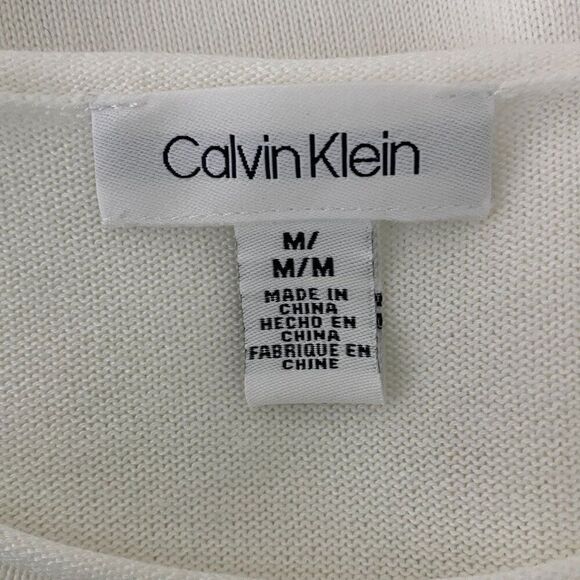Calvin Klein Sweater White Studded Neckline Size Medium - Picture 6 of 7